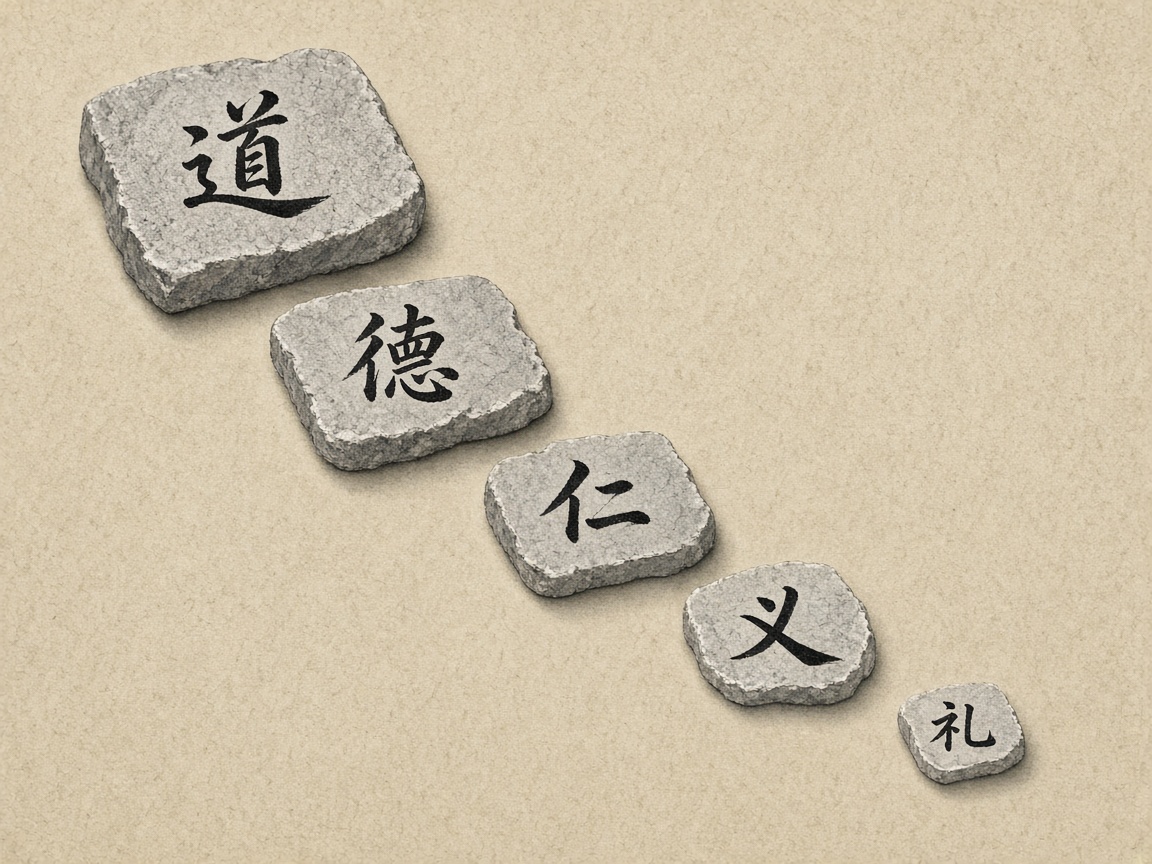 五级石阶由厚到薄——道、德、仁、义、礼的下降链